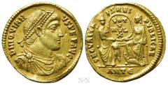 Roman Imperial Coins JOVIAN (363-364). GOLD Solidus. Antioch. Obv: D N IOVIANVS PEP AVG. Pearl-diademed, draped and cuirassed bust right. Rev: SECVRITAS REI PVBLICAE / ANTЄ. Roma and Constantinopolis,