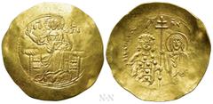 Byzantine Coins JOHN II COMNENUS (1118-1143). GOLD Hyperpyron. Constantinople. Obv: IC - XC. Christ Pantokrator seated facing on throne. Rev: +Iω ΔECΠOTH / ΘV - MP. Half-length facing busts of John, h
