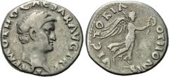 OTHO (69). Denarius. Rome. Obv: IMP M OTHO CAESAR AVG TR P. Bare head right. Rev: VICTORIA OTHONIS. Victory advancing right with wreath and palm branch. RIC 14. Condition: Very fine. Weight: 3.2 g. Di