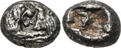KINGS OF LYDIA. Kroisos (560-546 BC). 1/6 Stater. Sardes. Obv: Confronted foreparts of lion left and bull right. Rev: Two square punches. SNG Kayhan 1019. Condition: Good very fine. Weight: 1.5 g. Dia