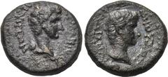 LYDIA. Sardes. Germanicus, with Drusus (Caesar, 15 BC-AD 19). Ae. Obv: ΓΕΡΜΑΝΙΚΟΣ ΚΑΙΣΑΡΕΩΝ. Bare head of Germanicus right. Rev: ΔΡΟΥΣΟΣ ΣΑΡΔΙΑΝΩΝ. Bare head of Drusus right. RPC 2992. Condition: Very