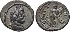 LYDIA. Saitta. Pseudo-autonomous issue. Ae (Circa 198-268). Obv: Draped bust of Serapis right, modius on head. Rev: CAITTHNΩN. Tyche standing left, holding rudder and cornucopia. SLG Lindgren III 506.