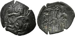 MICHAEL VIII PALAEOLOGUS (1261-1282). Trachy. Constantinople. Obv: Archangel Michael holding trilobate sceptre and globus. Rev: Emperor and St. Demetrius holding labarum headed sceptre on long shaft. 