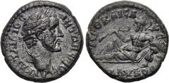 LYDIA. Hierocaesaraea. Antoninus Pius (138-161). Ae. Obv: ΑΥ ΚΑΙ Τ ΑΙΛΙΟΣ ΑΝΤΩΝΕΙΝΟΣ. Laureate head right. Rev: ΓΛΑΥΚΟΣ ΙΕΡΟΚΑΙΣΑΡΕΩΝ. River-god Glaukos reclining left, holding long reed, resting on w