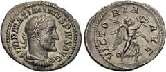 MAXIMINUS THRAX (235-238). Denarius. Rome. Obv: IMP MAXIMINVS PIVS AVG. Laureate, draped and cuirassed bust right. Rev: VICTORIA AVG. Victory advancing right with palm branch and wreath. RIC 16. Condi