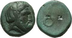 ACHAEMENID EMPIRE. Autophradates, Satrap of Lydia (392-388), of Ionia and Lydia (380-355 BC). Ae. Obv: Head right, wearing satrapal headdress. Rev: Monoskelis. Winzer 11.7. Condition: Very fine. Weigh