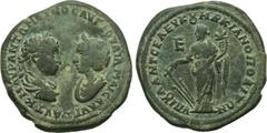 MOESIA INFERIOR. Marcianopolis. Elagabal, with Julia Maesa (218-222). Ae. Obv: AVT K M AUP ANTΩNEINOC AVΓ IOVΛIA MAICA AVΓ. Laureate, draped and cuirassed bust of Elagabal right and diademed and drape