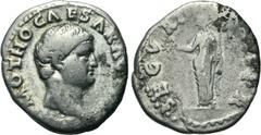 OTHO (69). Denarius. Rome. Obv: IMP M OTHO CAESAR AVG TR P. Bare head right. Rev: SECVRITAS P R. Securitas standing left, holding wreath and sceptre. RIC 8. Condition: Fine. Weight: 3.0 g. Diameter: 1