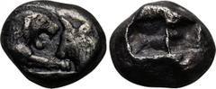 KINGS OF LYDIA. Kroisos (560-546 BC). Stater. Sardes. Obv: Confronted foreparts of lion left and bull right. Rev: Two square punches. SNG Kayhan 1018. Condition: Very fine. Weight: 10.0 g. Diameter: 1