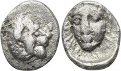 CARIA. Hekatomnos (Circa 395-353 BC). Tetartemorion. Mylasa. Obv: Head of lion right. Rev: Head of Apollo facing slightly left. Klein -; Isegrim -; SNG Kayhan -; Cf. Klein 507 (Head of lion left). Con