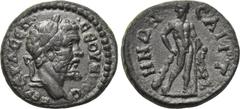 LYDIA. Saitta. Septimius Severus (193-211). Ae. Obv: AY Λ CEΠ CEOYHPOC ΠΕΡ. Laureate head right. Rev: CAITTHNΩN. Herakles standing right, leaning on club and holding lion skin. SNG München 442. Condit