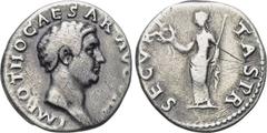 OTHO (69). Denarius. Rome. Obv: IMP M OTHO CAESAR AVG TR P. Bare head right. Rev: SECVRITAS P R. Securitas standing left, holding wreath and sceptre. RIC 8. Condition: Very fine. Weight: 3.38 g. Diame