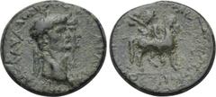 LYDIA. Mostene. Claudius, with Agrippina Minor (41-54). Ae. Obv: TI KΛAYΔION KAICAPA ΘEAN AΓΡIΠΠINAN. Jugate draped busts of Claudius, laureate, and Agrippina right. Rev: EΠI ΠEΔANIOY KAICAPEWN MOCTHN