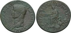 NERO CLAUDIUS DRUSUS (Died 9 BC). Sestertius. Rome. Obv: NERO CLAVDIVS DRVSVS GERMANICVS IMP. Bare head left. Rev: TI CLAVDIVS CAESAR AVG P M TR P IMP P P / S C. Emperor seated left on curule chair, h