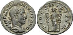 MAXIMINUS THRAX (235-238). Denarius. Rome. Obv: IMP MAXIMINVS PIVS AVG. Laureate, draped and cuirassed bust right. Rev: FIDES MILITVM. Fides standing left, holding standard in each hand. RIC 7. Condit