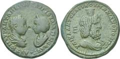 MOESIA INFERIOR. Marcianopolis. Elagabal, with Julia Maesa (218-222). Ae. Obv: AVT K M AVP ANTΩNEINOC AVΓ IOVΛIA MAICA AVΓ. Laureate, draped and cuirassed bust of Elagabal right vis-a-vis draped and d
