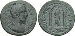 LYDIA. Philadelphia. Marcus Aurelius (166-180). Ae. Obv: AY K M AY ANTΩNINOC. Laureate and cuirassed bust right. Rev: ΕΠΙ ΕΥΓΕΝΕΤΟΡΟΣ ΦΙΛΑΔΕΛΦΕΩΝ. Statue of Aphrodite within shrine, covering her modes