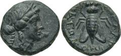 LYDIA. Tripolis as Apollonia. Ae (2nd-1st centuries BC). Obv: Laureate head of Apollo right. Rev: AΠΟΛΛΩΝΙΑΤΩΝ. Bee; maeander pattern below. Imhoof-Blumer, KM p. 188, 1. Condition: Very fine. Weight: 