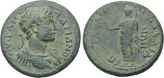 LYDIA. Daldis. Hadrian (117-138). Ae. Obv: AY KAIC AΔPIANOC. Laureate, draped and cuirassed bust right. Rev: EΠI HPAKΛEIΔOY CTR ΔAΛΔIANΩN. Zeus standing left with eagle and sceptre. SNG Righetti 1020.