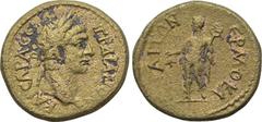 LYDIA. Hermokapelia. Trajan (98-117). Ae. Obv: KAICAPA CЄ TPAIANON. Laureate head right. Rev: ЄPMOKAΠHLITΩN. Hermes standing left, holding purse and caduceus. SNG von Aulock -; SNG Copenhagen 168 var.