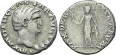 OTHO (69). Denarius. Rome. Obv: IMP M OTHO CAESAR AVG TR P. Bare head right. Rev: PAX ORBIS TERRARVM. Pax standing left, holding branch and caduceus. RIC 3. Condition: Very fine. Weight: 3.18 g. Diame