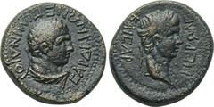 LYDIA. Sardes. Nero (54-68). Ae. Mindios, magistrate. Obv: NEPΩN KAICAP. Laureate head of Nero right. Rev: EΠΙ MINΔIOY CAPΔIANΩN. Laureate head of Hercules right, with lion skin tied around neck. RPC 