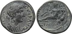LYDIA. Saitta. Pseudo-autonomous. Time of Domitian (81-96). Ae. Attalianos, archon. Obv: IЄPA CVNKΛHTOC. Draped bust of the Senate right. Rev: CAITTHNΩN / ЄPMOC. River-god Hermos reclining left, holdi