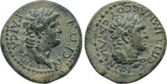 LYDIA. Sardes. Nero (54-68). Ae. Tiberius Claudius Mnaseas, magistrate. Obv: NEPΩN KAICAP. Laureate head right. Rev: EΠΙ TI MNACEOY CAPΔΙΑΝΩΝ. Laureate head of Herakles right, lion skin tied around ne