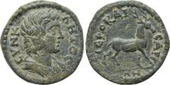 LYDIA. Hierocaesaraea. Pseudo-autonomous. Ae (1st-2nd centuries AD). Obv: CYNKΛHTOC. Draped bust of the Senate right. Rev: IEPOKAICAPEΩN. Stag standing right. SNG von Aulock 2957. Condition: Very fine