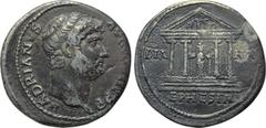 IONIA. Ephesos. Hadrian (117-138). Cistophoric Tetradrachm. Obv: HADRIANVS AVG COS III P P. Bare head right. Rev: DIA-NA / EPHESIA. Cult statue of Diana of Ephesus within decorated tetrastyle temple. 