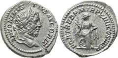 CARACALLA (197-217). Denarius. Rome. Obv: ANTONINVS PIVS AVG BRIT. Laureate head right. Rev: FORT RED P M TR P XIIII COS III P P. Fortuna Redux standing left, holding cornucopia and leaning on reverse