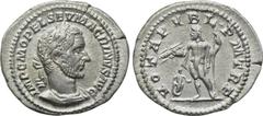 MACRINUS (217-218). Denarius. Rome. Obv: IMP C M OPEL SEV MACRINVS AVG. Laureate and cuirassed bust right. Rev: VOTA PVBL P M TR P. Jupiter standing left, holding thunderbolt and sceptre; small figure