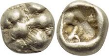 KINGS OF LYDIA. Time of Ardys-Alyattes. 1/48 Stater (Circa 630-564/53 BC). Sardes. Obv: Paw of lion. Rev: Incuse square punch. Rosen 301; Karwiese Series I, Type 6. Condition: Very fine. Weight: 0.22 