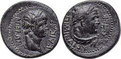 LYDIA. Sardes. Nero (54-68). Ae. Mindios, magistrate. Obv: NEPΩN KAICAP. Laureate head of Nero right. Rev: EΠΙ MINΔIOY CAPΔIANΩN. Laureate head of Hercules right, with lion skin tied around neck. RPC 