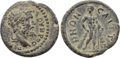 LYDIA. Saitta. Septimius Severus (193-211). Ae. Obv: AY Λ CEΠ CEOYHPOC ΠΕΡ. Laureate head right. Rev: CAITTHNΩN. Hercules standing right, head left, leaning upon club and holding lion skin. SNG Münche