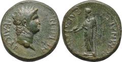 LYDIA. Sardes. Nero (54-68). Ae. Tiberius Claudius Mnaseas, magistrate. Obv: NEPΩN KAICAP. Laureate head right. Rev: EΠI TI MNACEA CAPΔIANΩN. Zeus Lydios standing left. RPC 3007 var. (reverse legend).