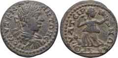 LYDIA. Thyateira. Elagabalus (218-222). Ae. Obv: AVT K M AV ANTΩNЄINOC. Laureate and cuirassed bust right. Rev: ΘVATЄIPHNΩN. Artemis advancing right, holding bow and drawing arrow from quiver on back;