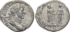 HADRIAN (117-138). Denarius. Eastern mint (Antioch ?). Obv: IMP CAES TRAIAN HADRIAN OPT AVG GER DAC. Laureate, draped and cuirassed bust right. Rev: PARTHIC DIVI TRAIAN AVG F P M TR P COS P P / ADOPTI