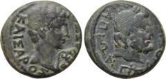 LYDIA. Dioshieron. Augustus (27 BC-14 AD). Ae. Papion, magistrate. Obv: KAIΣΑΡΟΣ ΣΕΒΑΣΤΟΣ. Bare head right, lituus to right. Rev: ΔΙΟΣΙΕΡΙΤΩΝ ΠΑΠΙΩΝ. Laureate head of Zeus right; monogram below. RPC I
