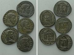 5 coins of Maxentius (307-312). Obv: . Rev: . . Condition: See picture. Weight: g. Diameter: mm.