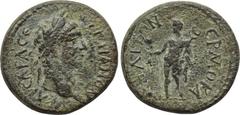 LYDIA. Hermocapelia. Trajan (98-117). Ae. Obv: TPAIANON KAICAPA CЄ. Laureate head right. Rev: ЄPMOKAΠHΛITΩN. Hermes standing left, holding purse and caduceus. SNG von Aulock 8226. Rare Condition: Good