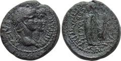 LYDIA. Magnesia ad Sipylum. Nero (54-68). Ae. Obv: KAICAPA NEPΩΝA. Jugate laureate head of Nero and draped bust of Agrippina II right. Rev: MAΓΝΗΤΩΝ ΑΓΡΙΠΠΙΝΑ CEBACTH. Agrippina II as Demeter standing