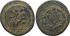 LYDIA. Sardes. Germanicus, with Drusus (Caesar, 4 BC-AD 19). Ae (Restruck circa AD 28/9). Asinius Pollio, proconsul. Obv: ΔPOYΣOΣ KAI ΓEPMANIKOΣ NEIOI ΘEOI ΦIΛAΔEΛΦOI. Drusus and Germanicus seated lef