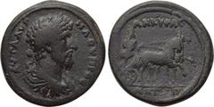 GALATIA. Ankyra. Lucius Verus (161-169). Ae. Obv: AYTΩ AYPHΛ ΟΥΗΡΟC. Laureate, draped and cuirassed bust right. Rev: ANKYPAC / MHTPOΠ. Emperor driving biga right. RPC IV online 6226 (3 specimens cited