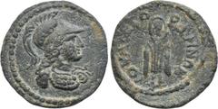 LYDIA. Gordus Julia. Pseudo-autonomous. Time of the Severans (193-235). Ae. Obv: Helmeted bust of Athena right, wearing aegis. Rev: IOYΛIE ΓOPΔHNΩN. Telesphoros standing facing. BMC - (cf. 16 for reve