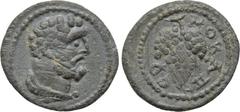 LYDIA. Hermocapelea. Pseudo-autonomous. Time of Septimius Severus to Caracalla (193-217). Ae. Obv: Head of Hercules right, with lion skin around neck. Rev: ЄPMOKAΠH. Grape bunch. SNG von Aulock 2948. 