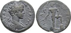 LYDIA. Philadelphia. Commodus (177-180). Ae. Obv: A K Λ AVP KOMOΔΟC AVΓ. Laureate and draped bust right. Rev: ΦΙΛΑΔΕΛΦΕΩΝ. Apollo standing right, foot set on omphalos, holding laurel branch. RPC IV on