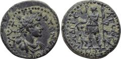LYDIA. Stratonicea. Caracalla (198-217). Ae. Obv: AVT K M ANTΩNЄINOC. Laureate, draped and cuirassed bust right. Rev: AΔPI CTPATONЄIKЄΩN. Dionysus standing left, holding filleted thyrsus and pouring c