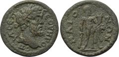 LYDIA. Maeonia. Septimius Severus (193-211). Ae. Obv: Λ CEΠ CEOVHPO / C Π. Laureate head right. Rev: MAIONΩΝ. Herakles standng facing, head right, holding lion skin and cornucopia and leaning on club.