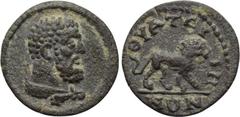 LYDIA. Thyateira. Pseudo-autonomous (2nd-3rd century AD). Ae. Obv: Head of Herakles right. Rev: ΘVΑTЄIPHNΩN. Lion advancing right. BMC 40. Condition: Good very fine. Weight: 1.71 g. Diameter: 16 mm.